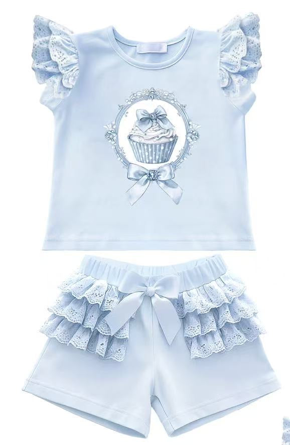 Blue Cupcake short set