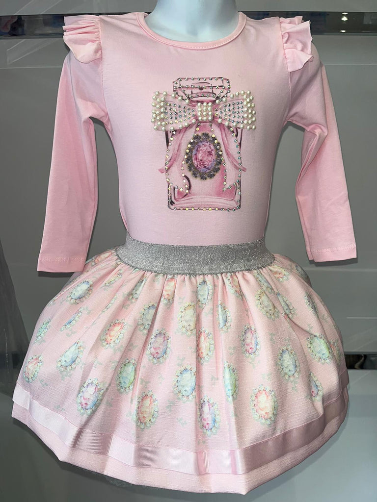 Pink perfume skirt set