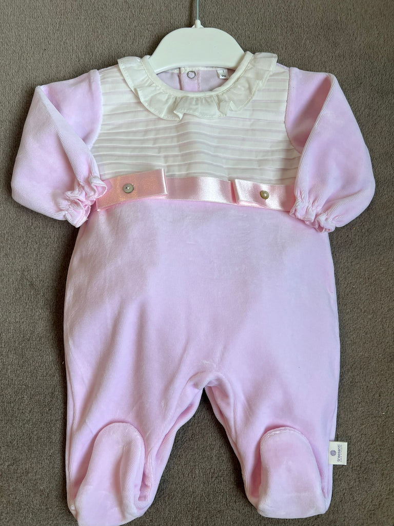 Pink baby grow with ribbon