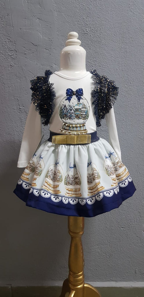Snow globe Navy skirt set