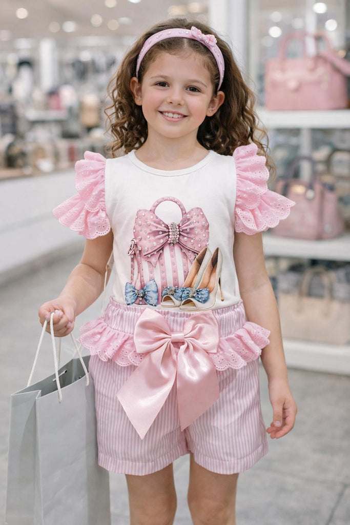 Shop til you drop pink short set