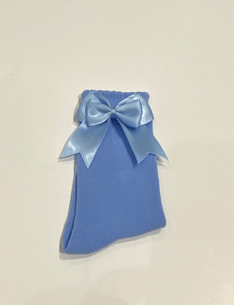 Dusky blue bow sock