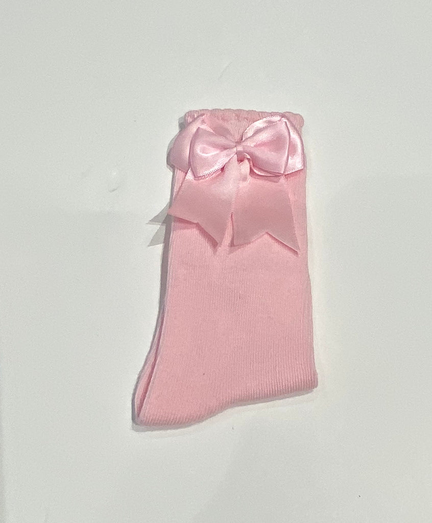 Baby pink bow sock
